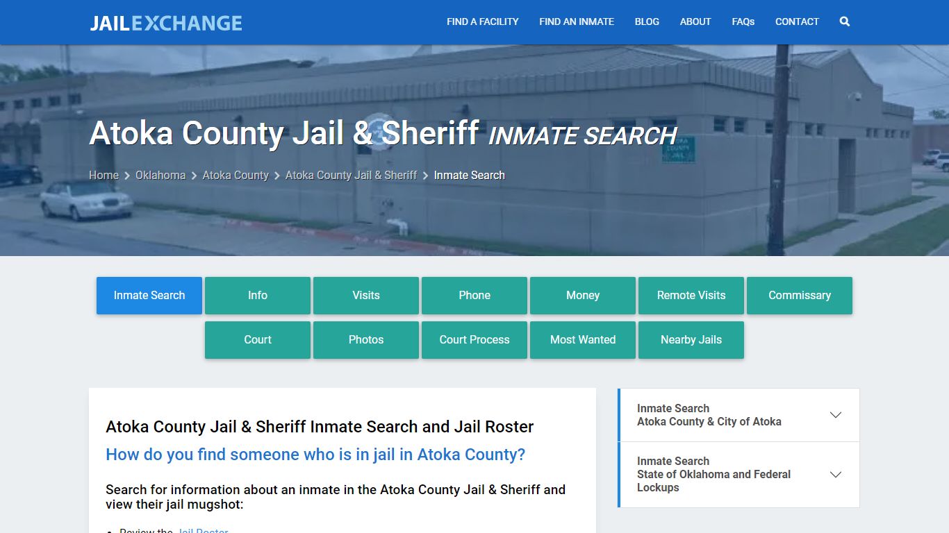 Inmate Search: Roster & Mugshots - Atoka County Jail & Sheriff, OK